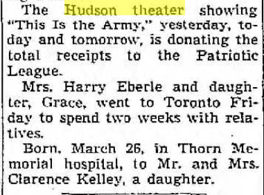 Hudson Theatre - March 27 1944